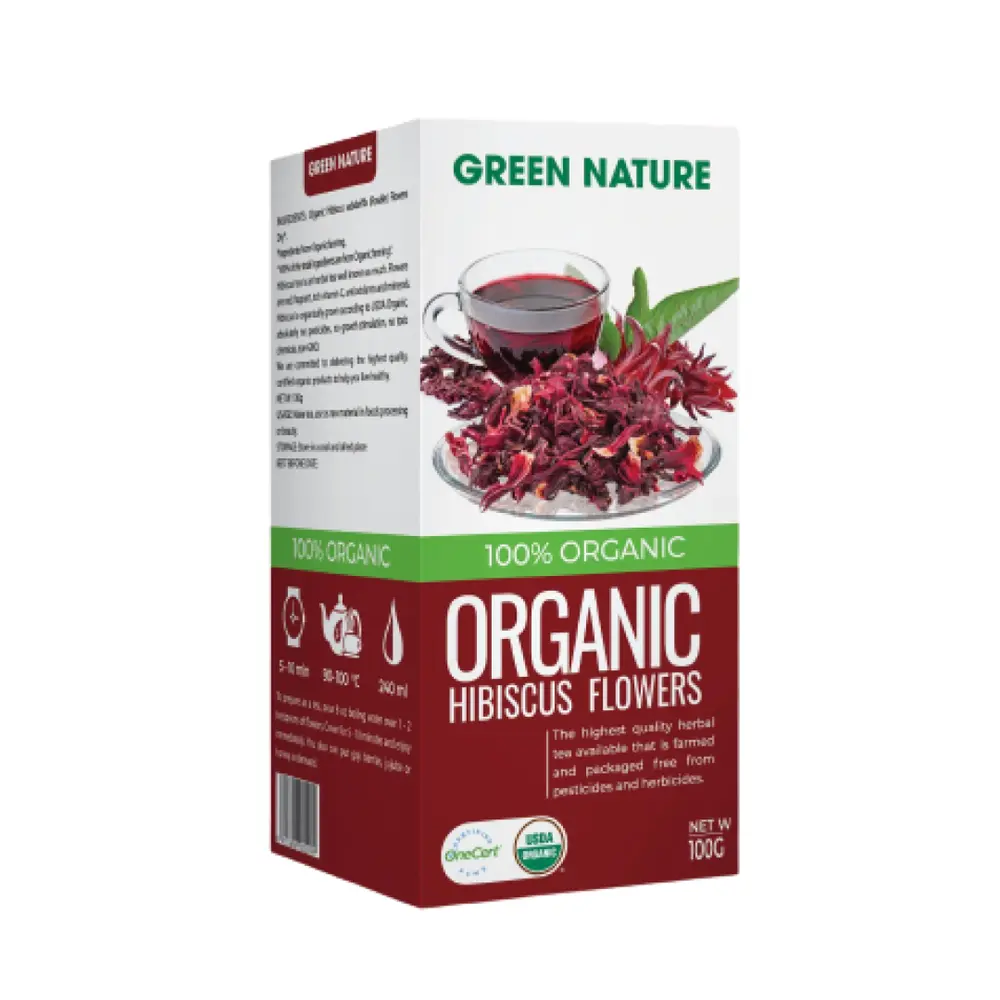 Trà Hoa Bụp Giấm Hữu Cơ, Organic Hibiscus Flowers (100g) - GREEN NATURE